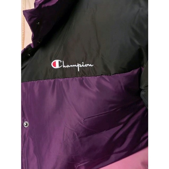 Champion Color Block Puff Down Jacket In Pink - Picture 6 of 7